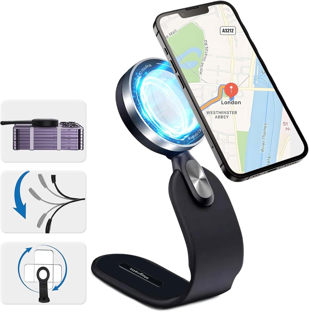 Magnetische telefoonhouder voor in de auto Geschikt voor: MagSafe Autohouder Universele gebogen telefoonhouder voor in het Dashboard / Auto Scherm / Lcd Screen - Autohouder voor alle telefoons