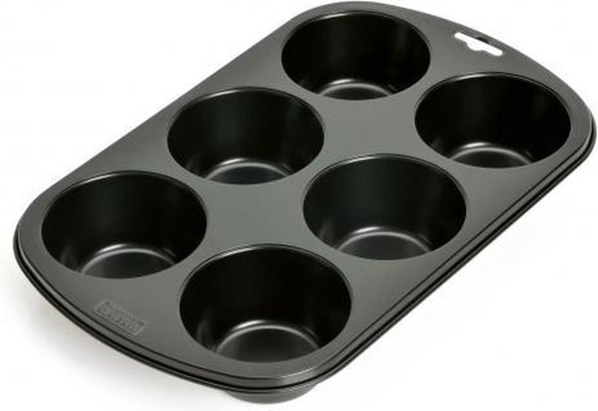 Kaiser Muffinbakvorm - Voor 6 Grote Muffins - Non-Stick - Zwart - Voor Gemakkelijk Bakken
