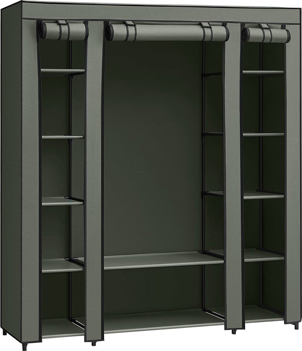 Stoffen kledingkast - Met kledingroede en metalen frame - Groen