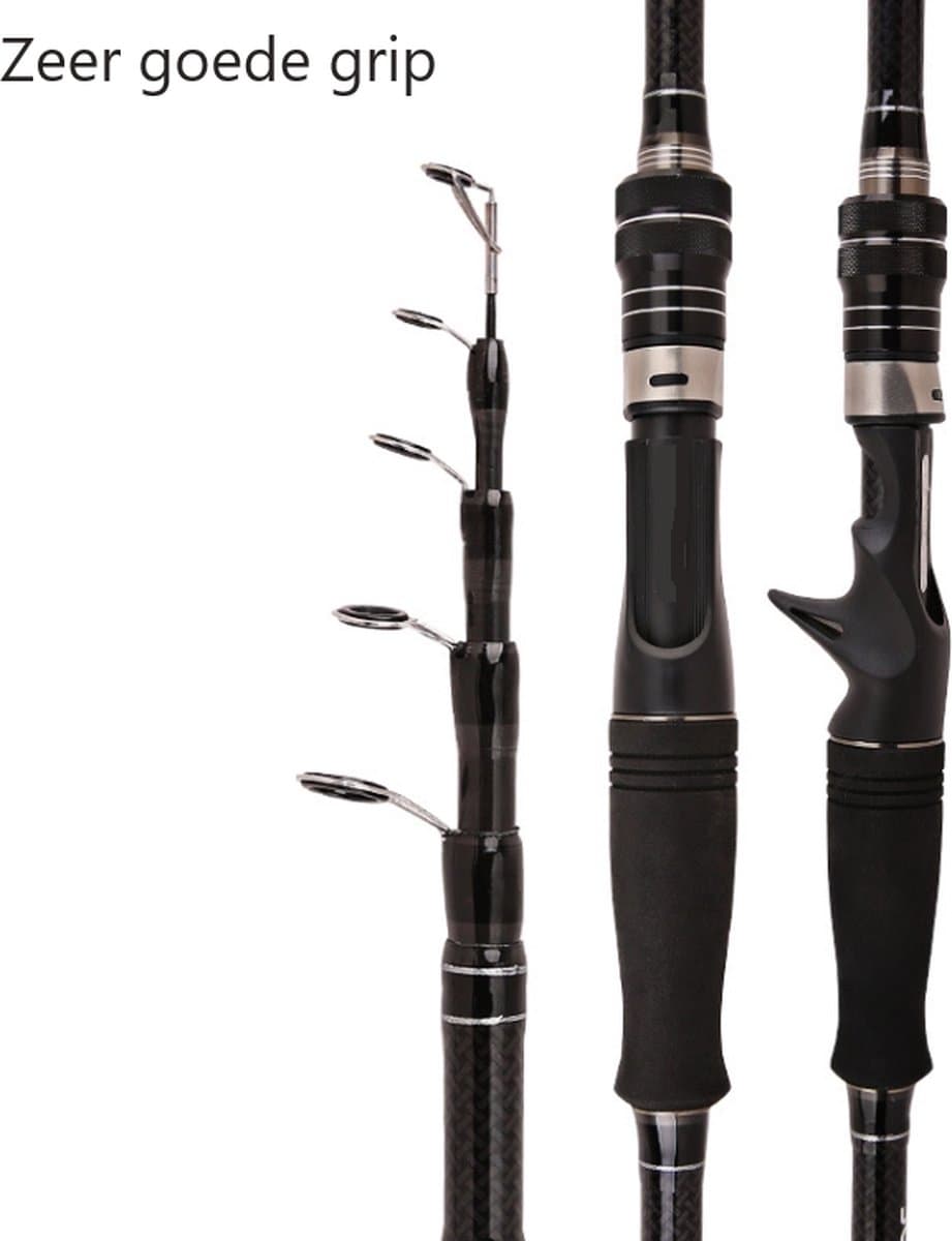 Telescopische luxe vishengel van Improducts - vis hengel is 300 cm (3.00M) lang en van Carbon super licht en zeer sterk en ook geschikt voor KARPER EN ZEEVIS.