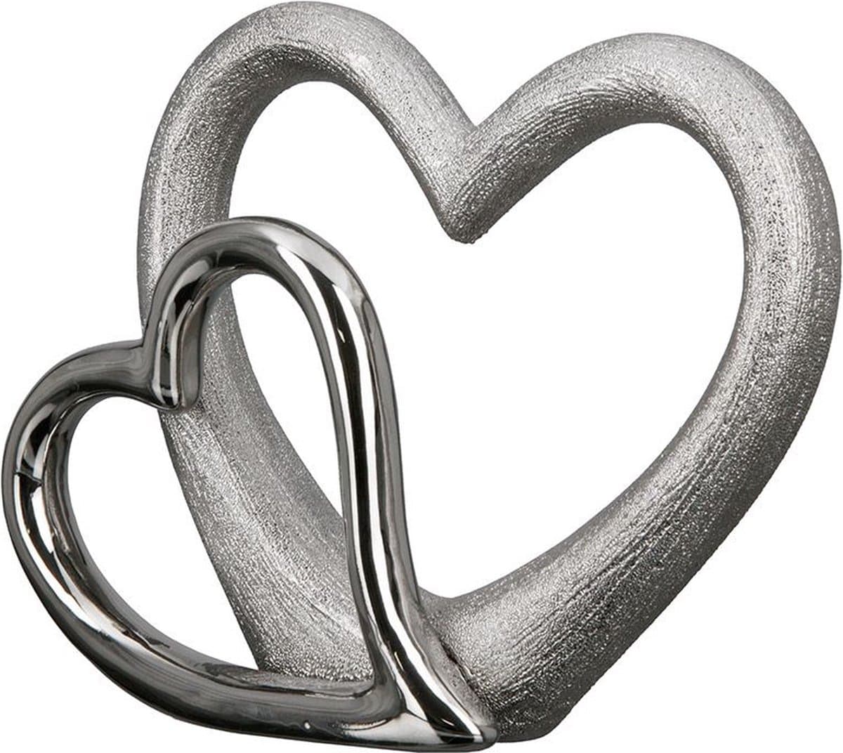 Gilde Handwerk - Beeld - Sculptuur - Two hearts - Porselein- Zilver