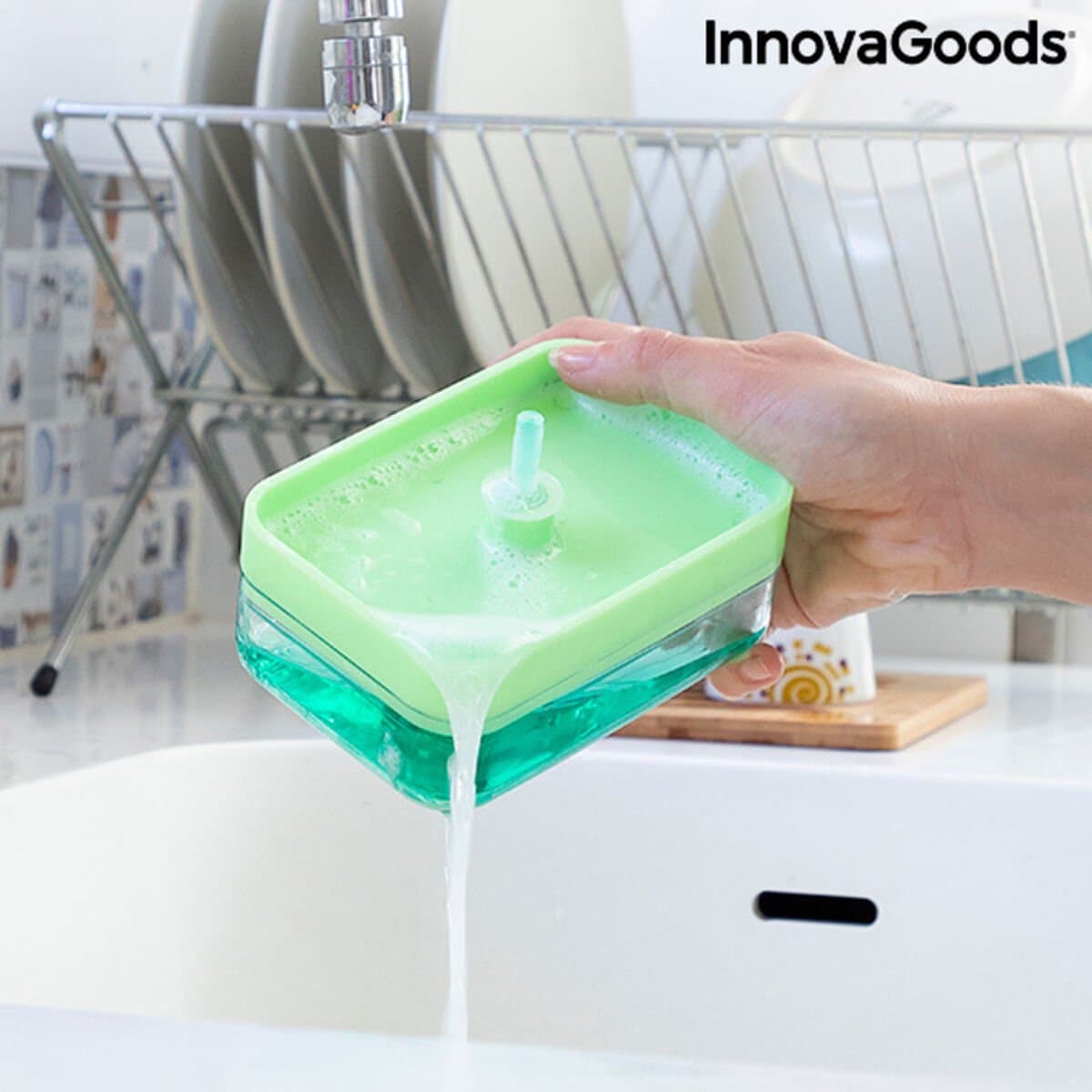 2-in-1 zeepdispenser voor het aanrecht Pushoap InnovaGoods