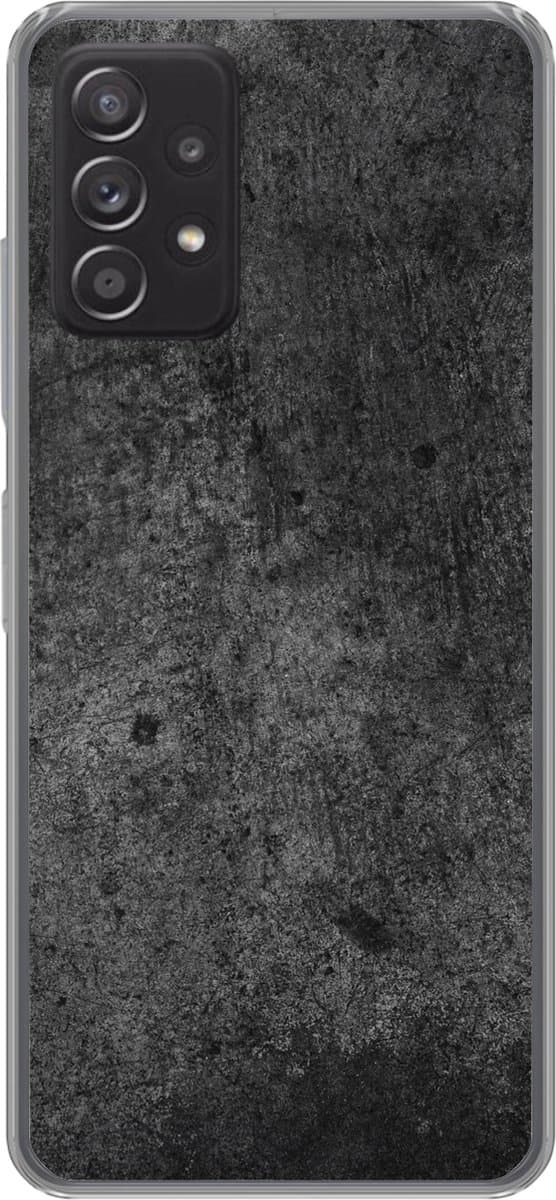 Telefoonhoesje Geschikt voor Samsung Galaxy A53 5G hoesje - Beton print - Structuur - Retro - Zwart - Grijs - Rustiek - Siliconen Telefoonhoesje Telefoonhoesje