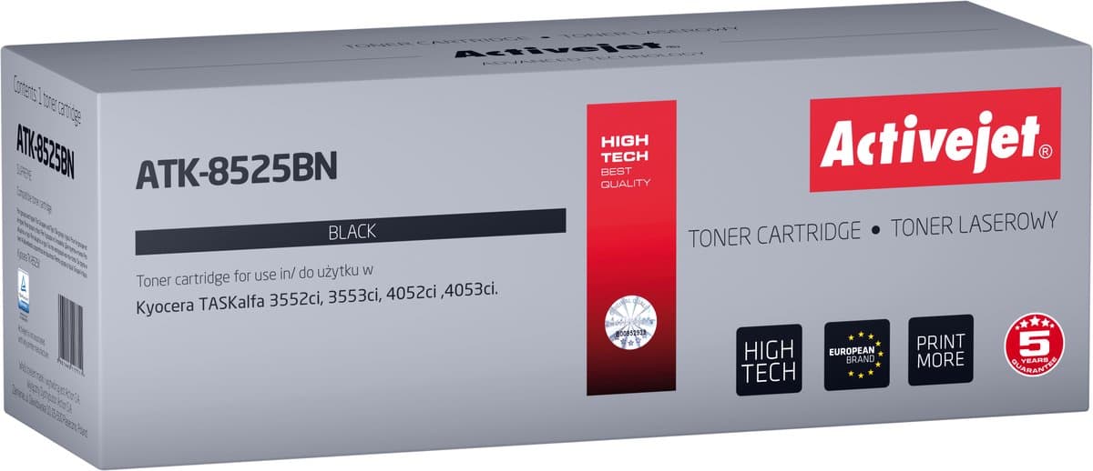 Activejet ATK-8525BN Tonercartridge voor Kyocera printers; Vervanging Kyocera TK-8525K; Supreme; 30000 pagina's; zwart