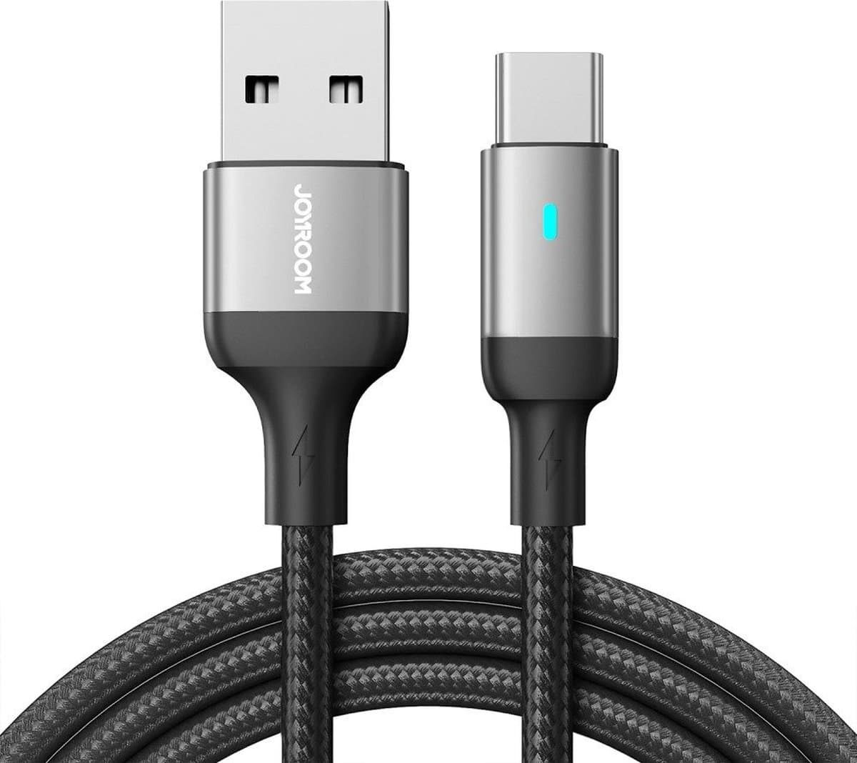 JOYROOM - USB-A naar Type- C Kabel - 1.2 Meter - Nylon - 3A - Zwart