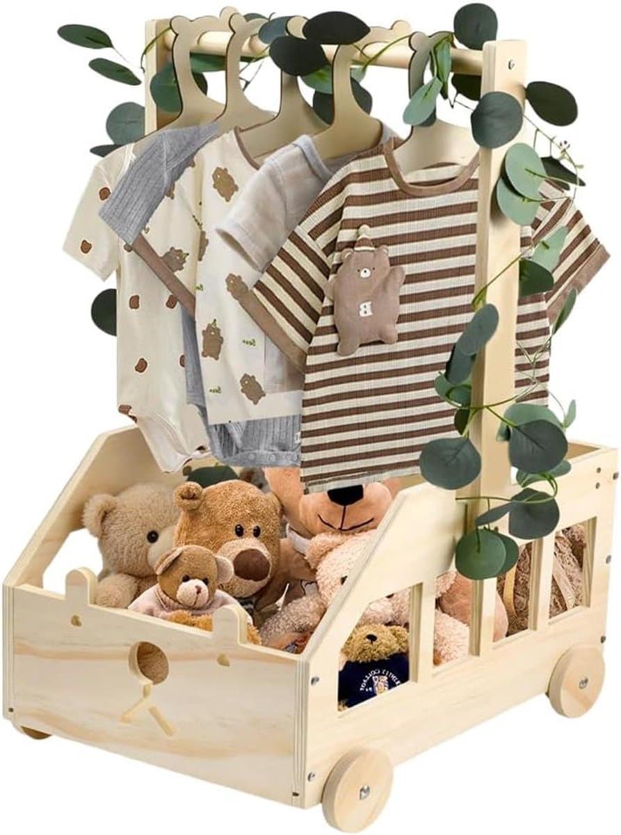 Baby mand - Geboorte geschenk - Babykamer decoratie - Met handvat - 37 cm - Houtkleur