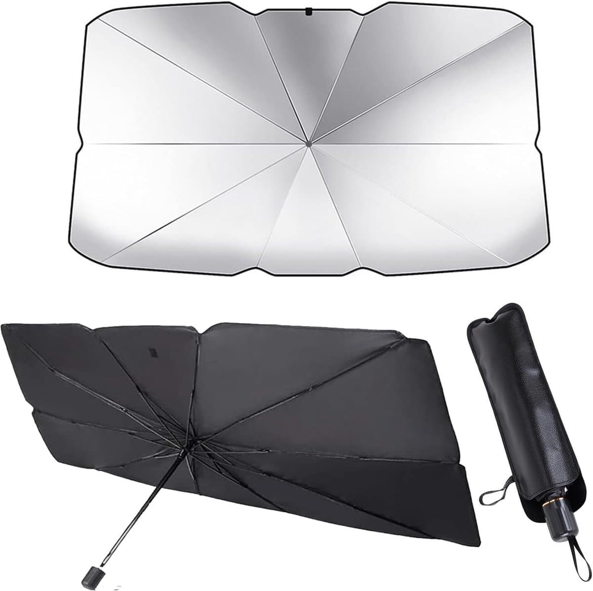 Opvouwbaar zonnescherm - Voorruit parasol - Auto koel houden - Eenvoudige paraplu installatie - 140 x 80 cm - Zilver