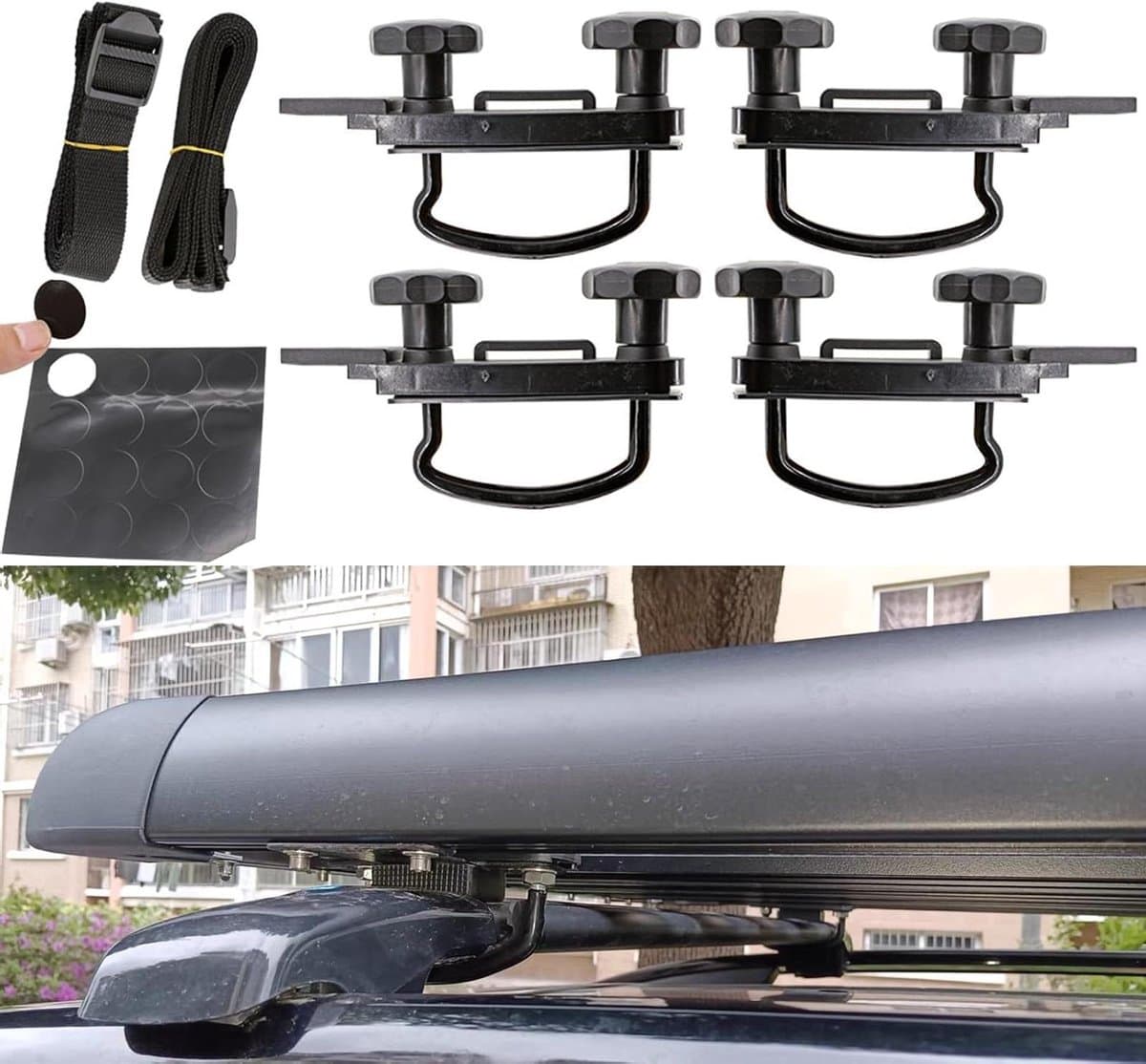 Dakkoffer Bevestigingsset - Dakdrager Clips - Veilig Vervoeren - Universele Pasvorm - 82 mm Binnenbreedte - Zwart