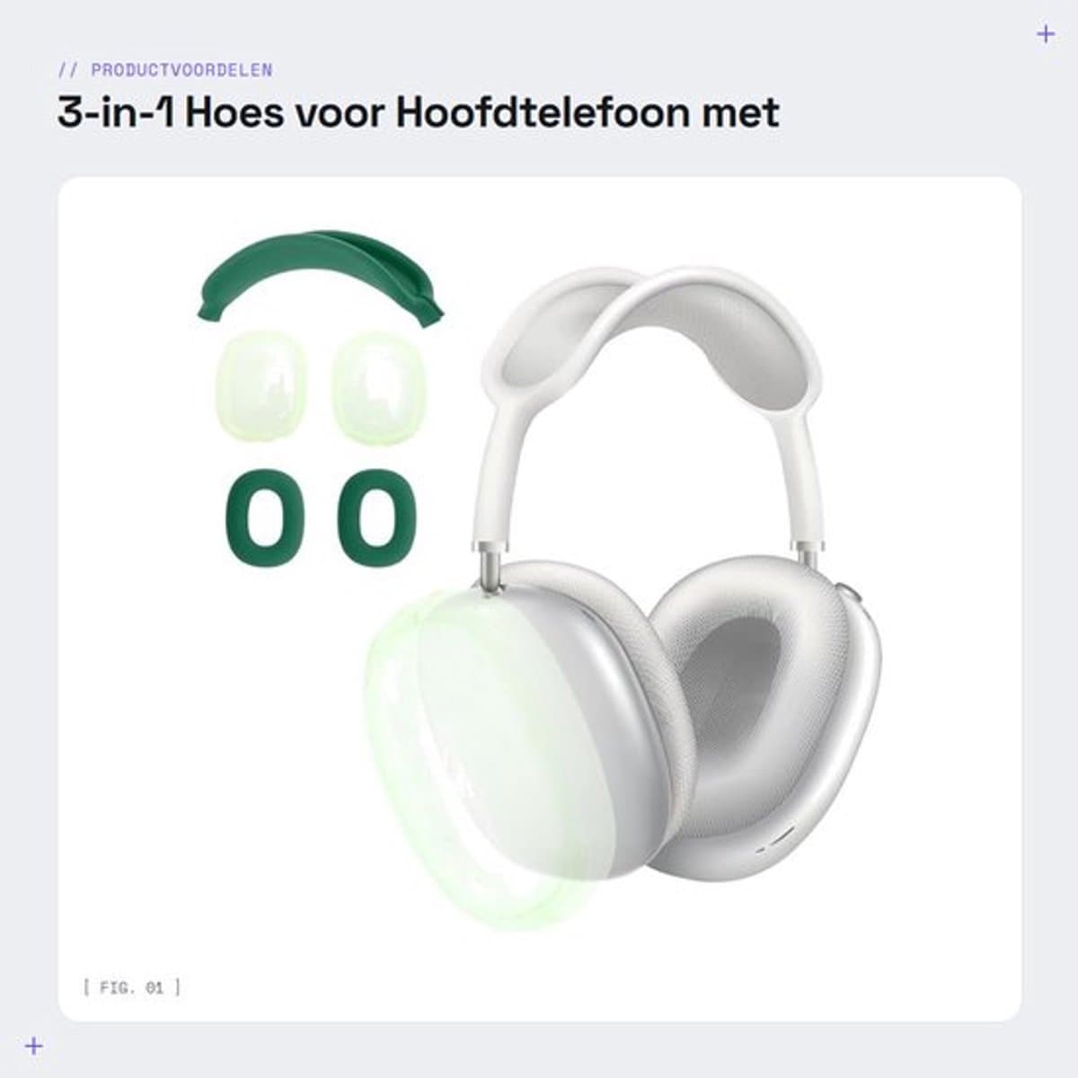 Hoes voor AirPod Max - Siliconen Oorkussens - TPU Beschermhoes - Hoofdband Cover - Diepgroen - Schokbestendig - Hoofdtelefoonhoes