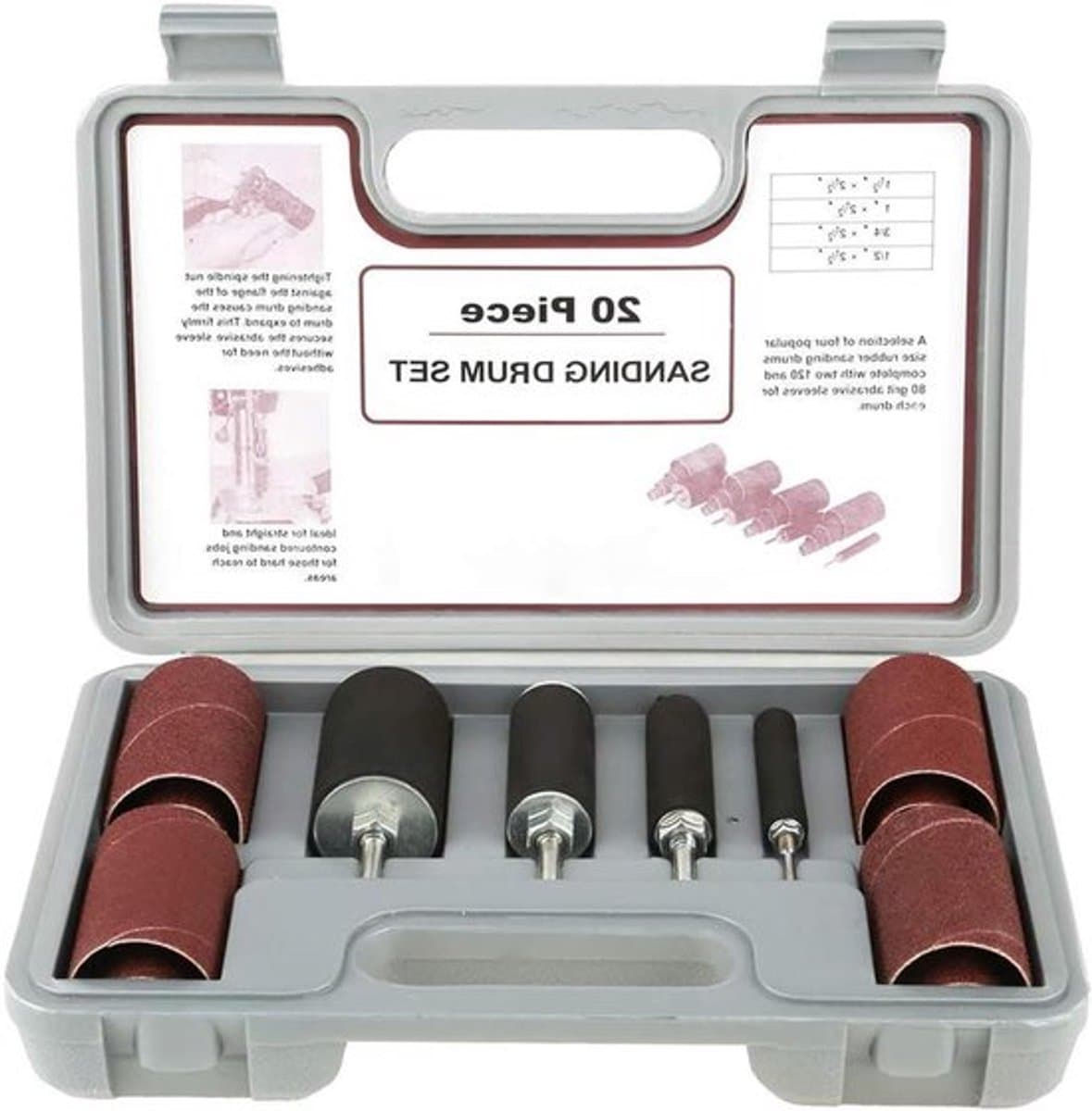 Power-Drum-Sanders Set van 20 stuks voor Timmerwerk en Houtbewerking met Zelfuitbreidende Kussen Spindel - Kolomboor Drum Sander Kit