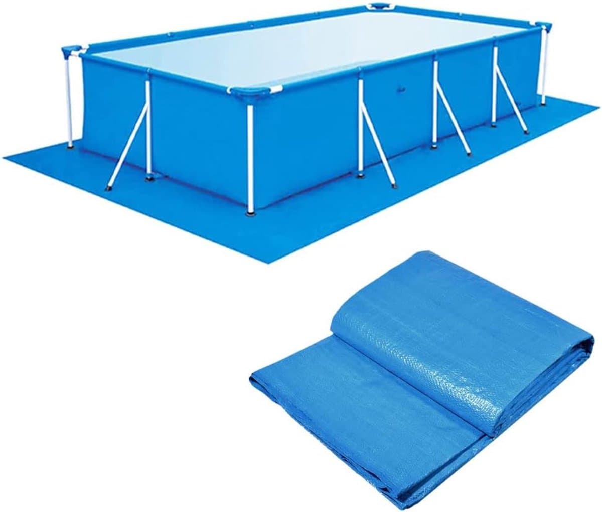 Stevige Zwembad Bodemmat - Beschermhoes voor Grondzwembad Rond & Rechthoekig - Blauw en Waterdicht