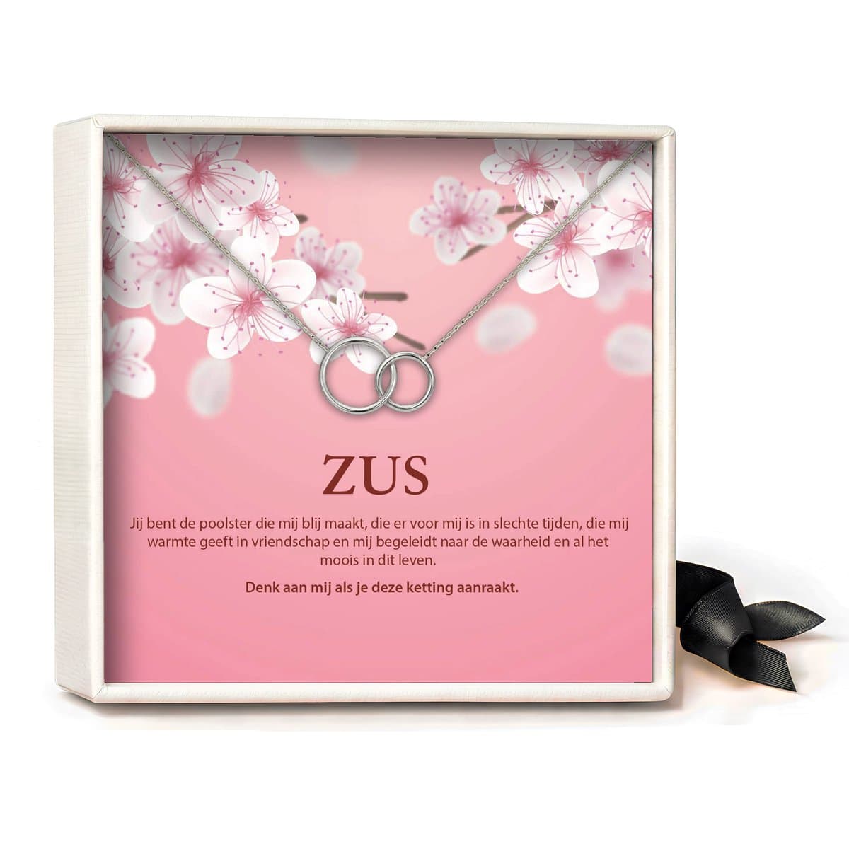 Pera Jewelry - 925 sterling zilveren Twee Ringen ketting - Zus - Collier - Ketting Dames - Ketting met Hanger