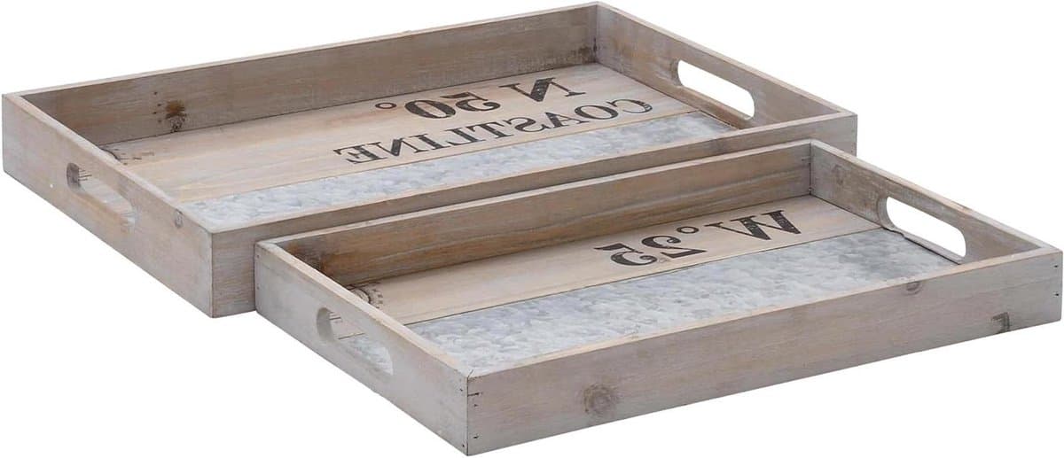 Decoratieve Bak - Opbergbak Metaal - Stijlvolle Decoratie - Set van twee - 21 en 18 inch - Zwart