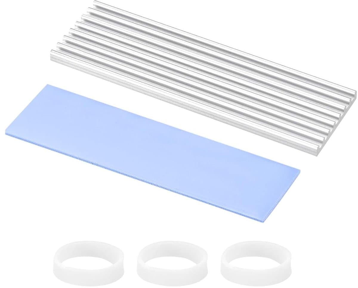 Koellichaam M.2 SSD - NVMe Heatsink - Oververhitting Voorkomen - Groefontwerp - 70x22x3mm - Zilver