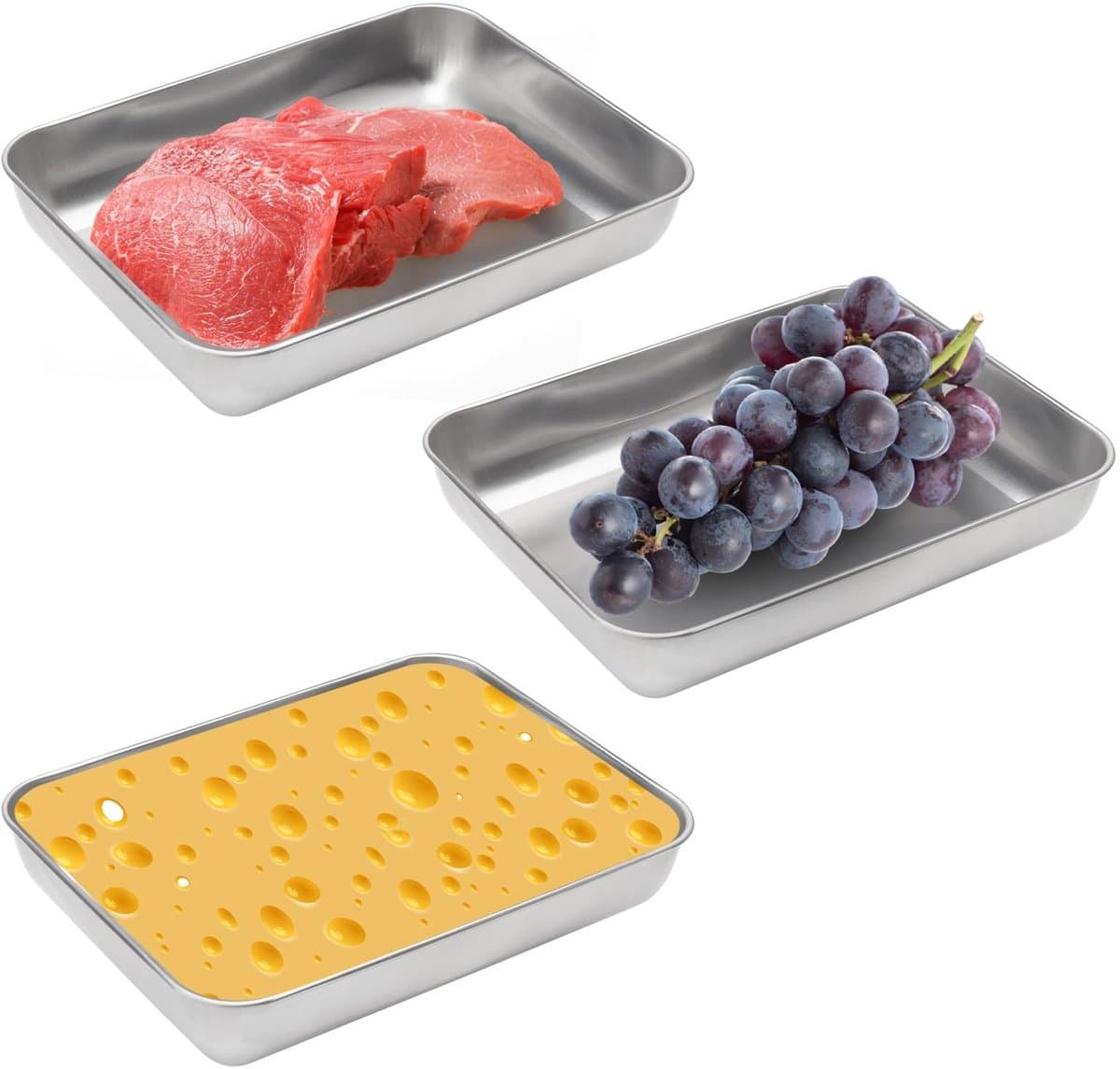 NTHProducts - Breading Dish Set - Meat Boxen - Robuust en stapelbaar - 23 x 20 x 5 cm - Geschikt voor oven en vriezer - Ideaal voor vlees en fruit