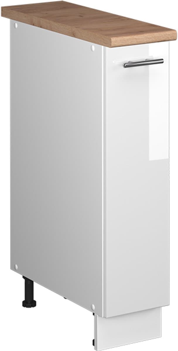 Vicco Apotheekkast Fame-Line, Wit Hoogglans/Wit, 20 cm, WB Eik