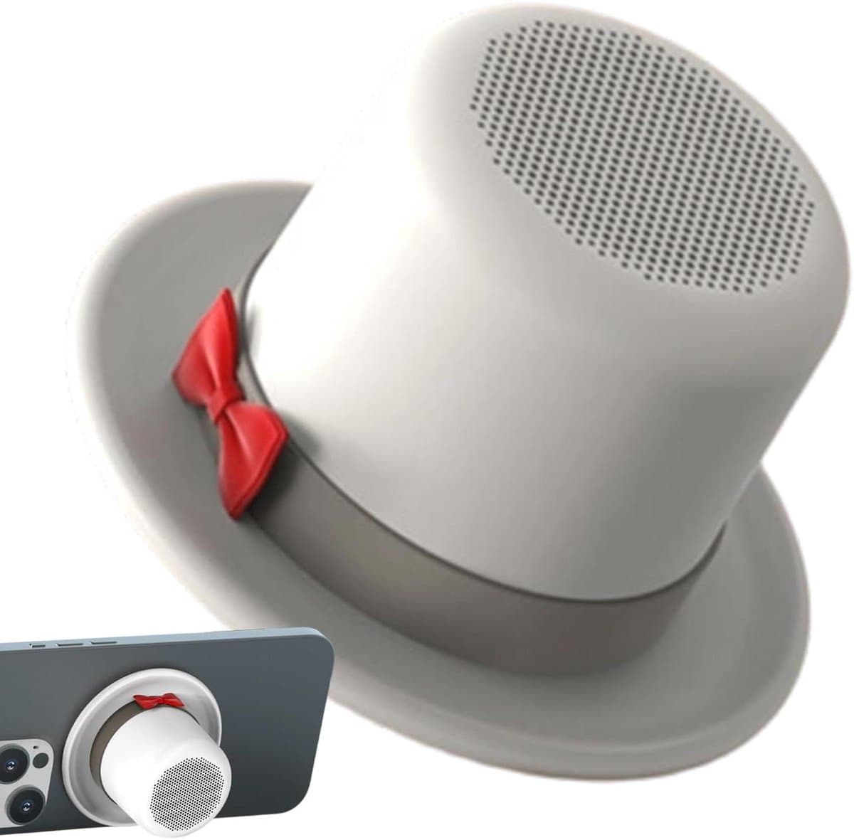 Draagbare Speaker - Geluid Box - Muziek Afspelen - Unieke Hoed Vorm - 6.8x6.8x4cm - Wit