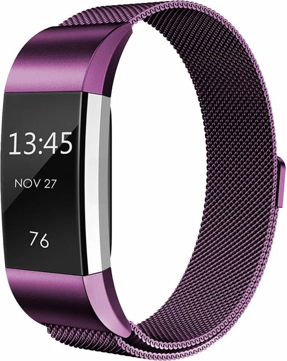 Geschikt voor Fitbit Charge 2 milanese bandje (Large) - Paars - Geschikt voor Fitbit charge bandjes