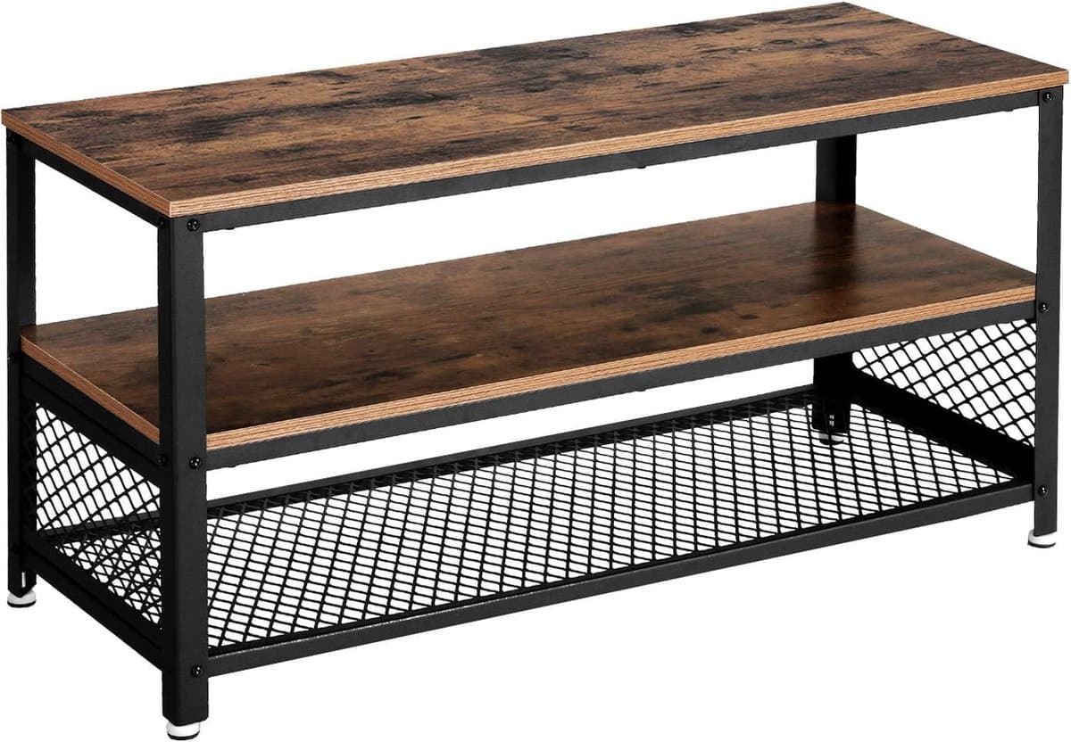 LifeStages® Vintage kast met metalen frame en gevlamd hout, geschikt als tv-kast, buffetkast en salontafel, voor de slaap- en woonkamer