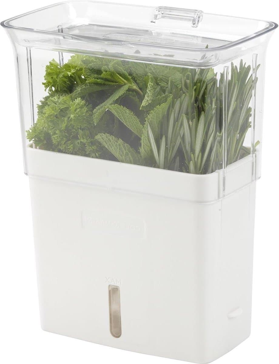 Tealby Vers Gesneden Kruidencontainer - Wit Transparant - Voor in de Koelkast - Acryl - (H)230mm x (W)185mm x (D)120mm - 2 Jaar Garantie