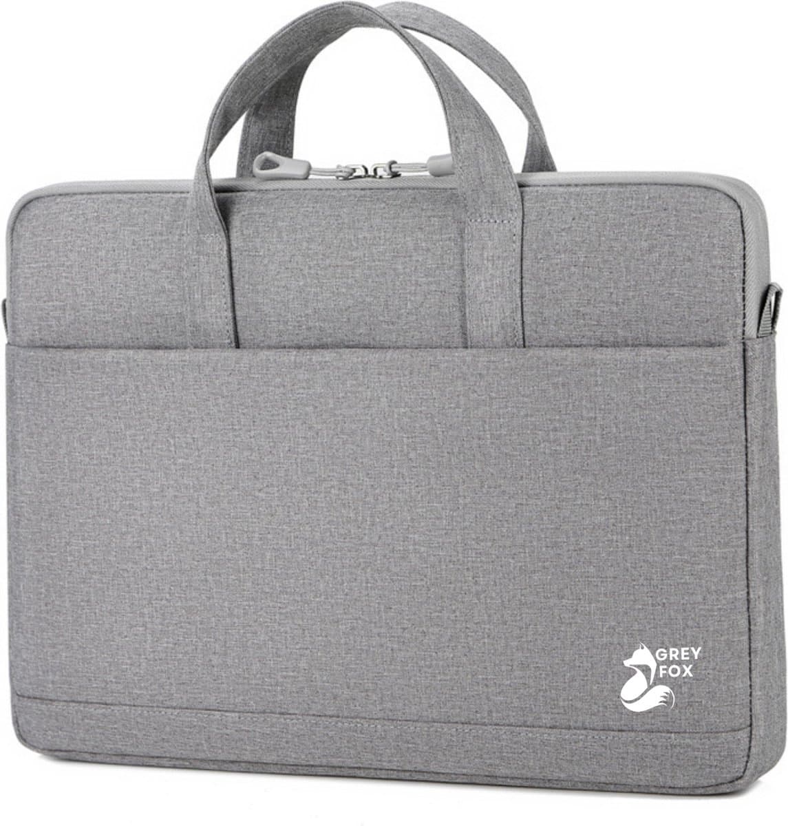 Grey Fox Laptophoes 15.6 inch - Laptoptas - Macbook / IPad / Thinkpad - Sleeve met Ritssluiting - Kofferinsteek - Grijs