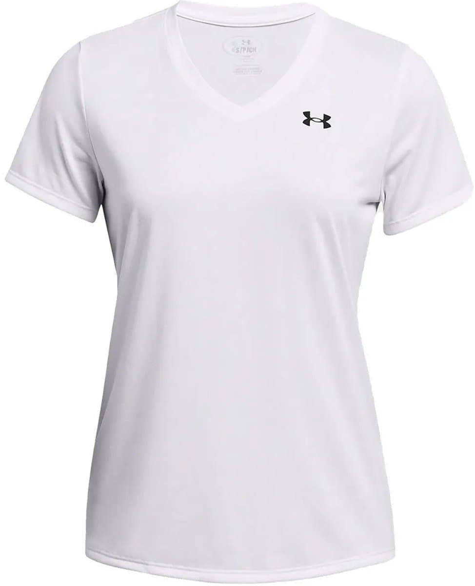 Under Armour Tech SSV- Solid-WHT Dames Sportshirt - Wit - Zwart