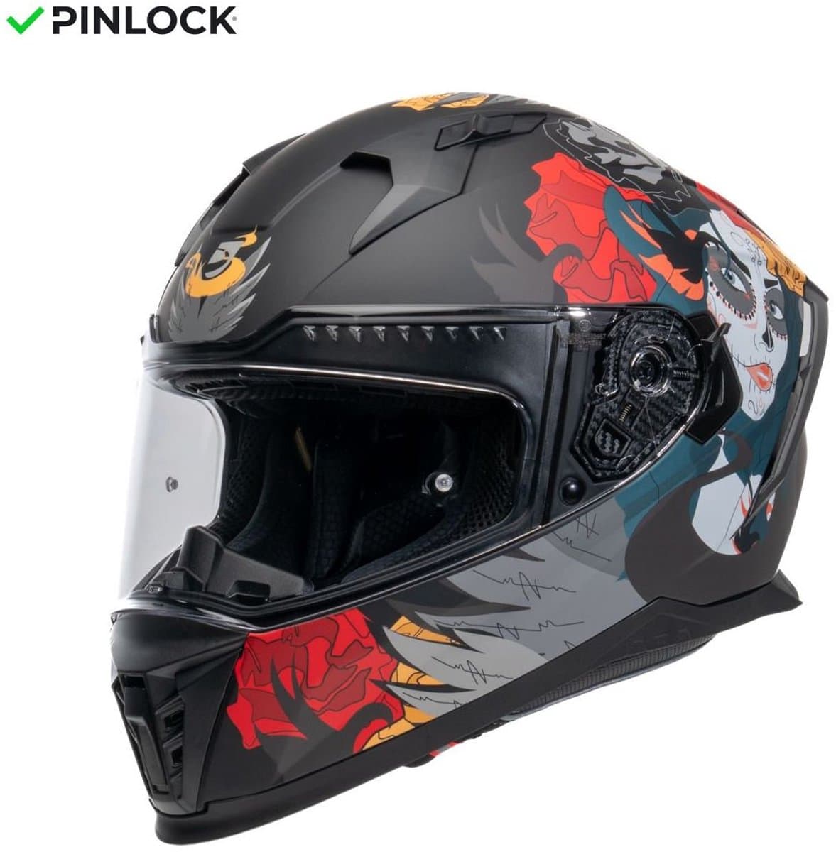 MOTOBLOUZ EROS CALAVERA Integraalhelm - ECE 22.06 gekeurde Helm Scooter, Motor & Brommer - Heren & Dames - Zwart - L