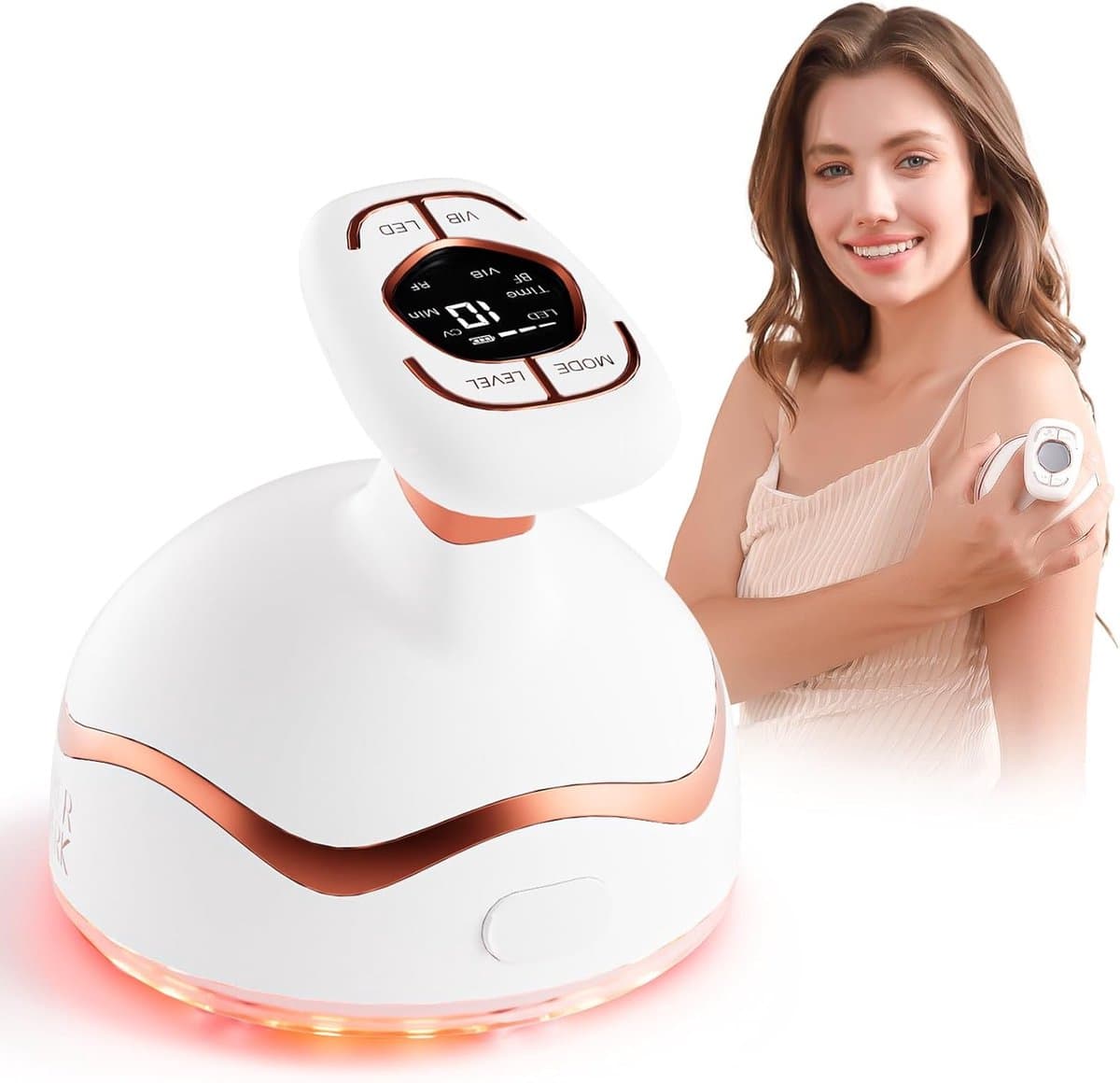 MELVRA 6-in-1 Cavitatie Massageapparaat - Anti-Cellulite Apparaat - Ultrasoon - RF - EMS - Rood & Blauw Licht - Trillingen - Huidversteviging