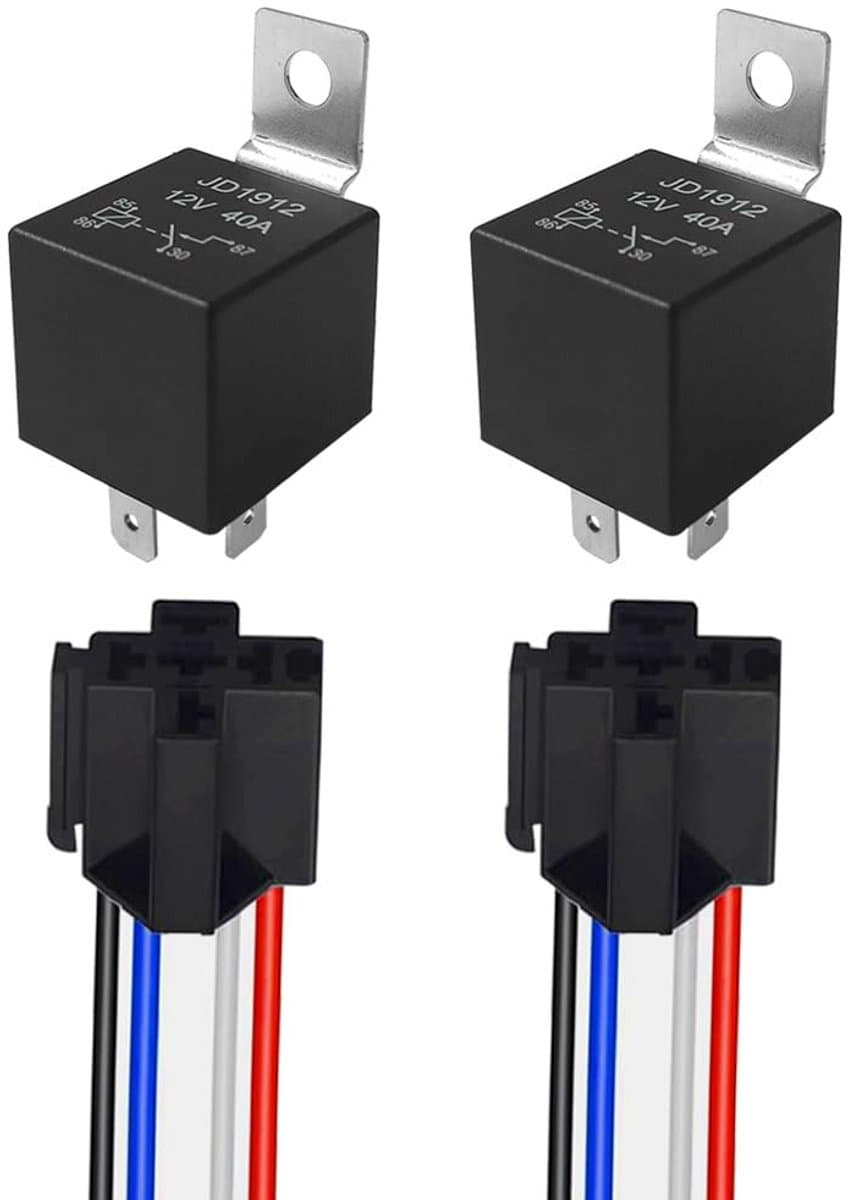 2 Stuks 4 Pin Auto Relais 12V 40A met Voorbedraad Stopcontact