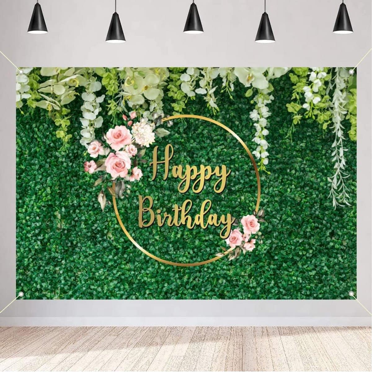 Feestdecoratie Verjaardag Meisjes en Dames met Groene Bladeren Banner