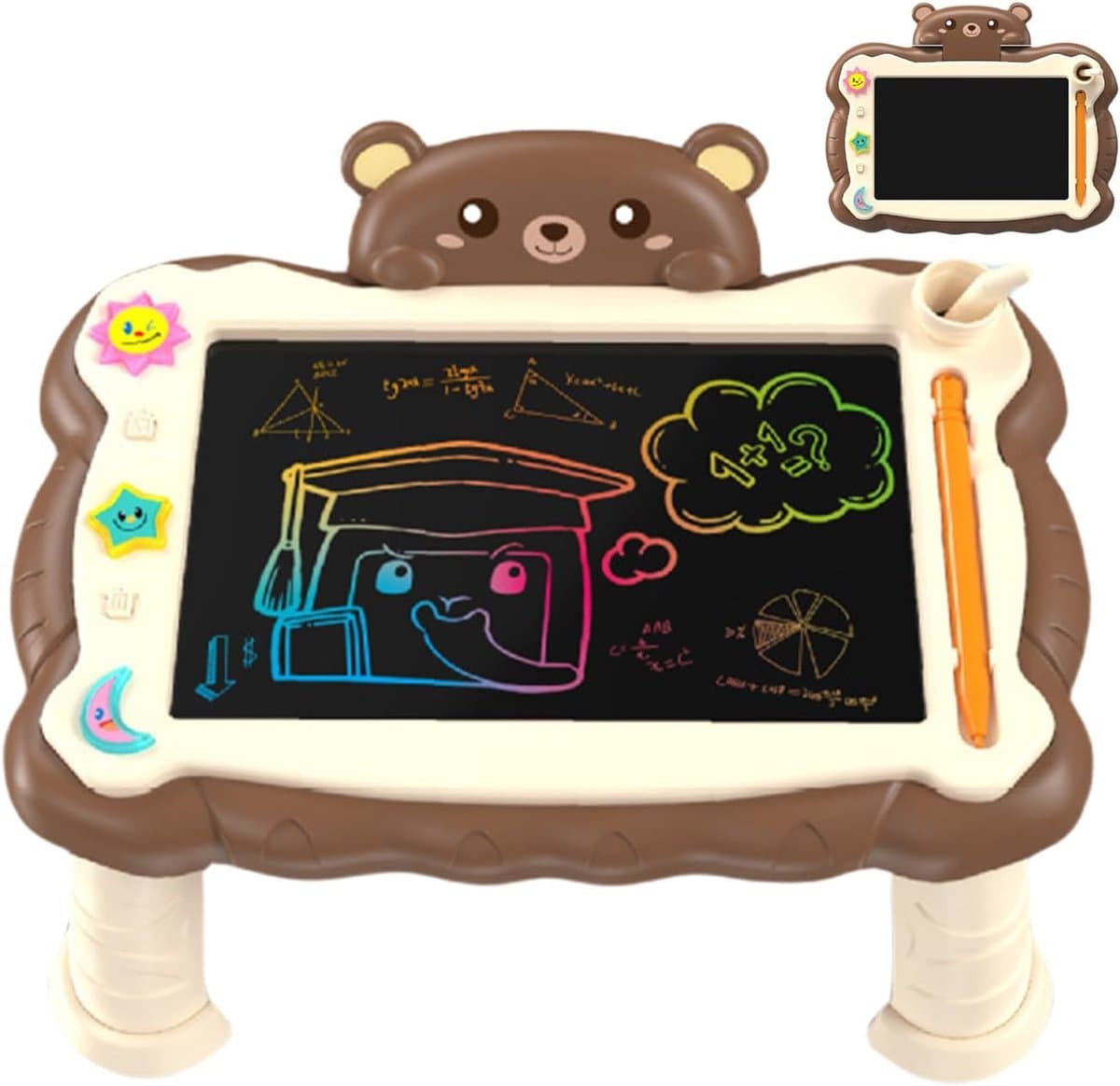 Tekentablet Educatief - Schrijfbord Leren - Creatief Bezig Zijn - Herbruikbaar Papiervrij - 30 x 25 cm - Bruin