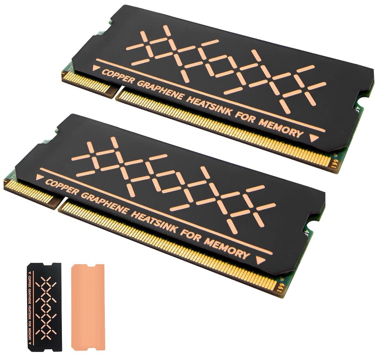 2x Koperen Koellichaam voor Laptop Geheugen (DDR5/4/3/2) met Grafeen Coating - Ultradunne Warmtegeleider