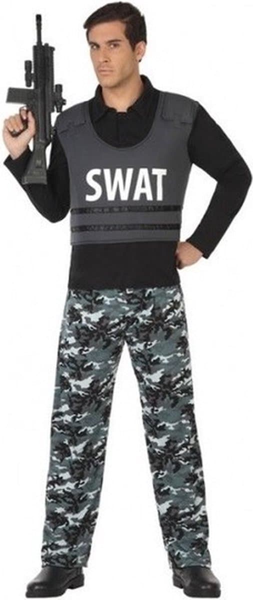 Atosa Politie SWAT team verkleed pak - kostuum - voor volwassenen - carnavalskleding - shirt en broek XL