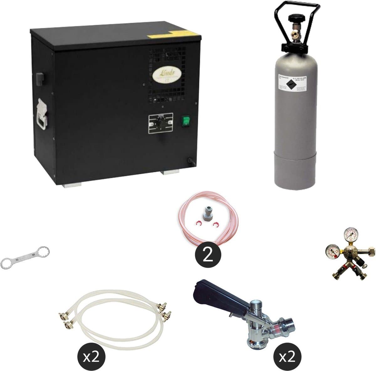 Bierwaterkoeler, AS-40, 2-kraans, Waterkoeler - Biertap, Beertender, Thuistap, Bierkoeler, Type G