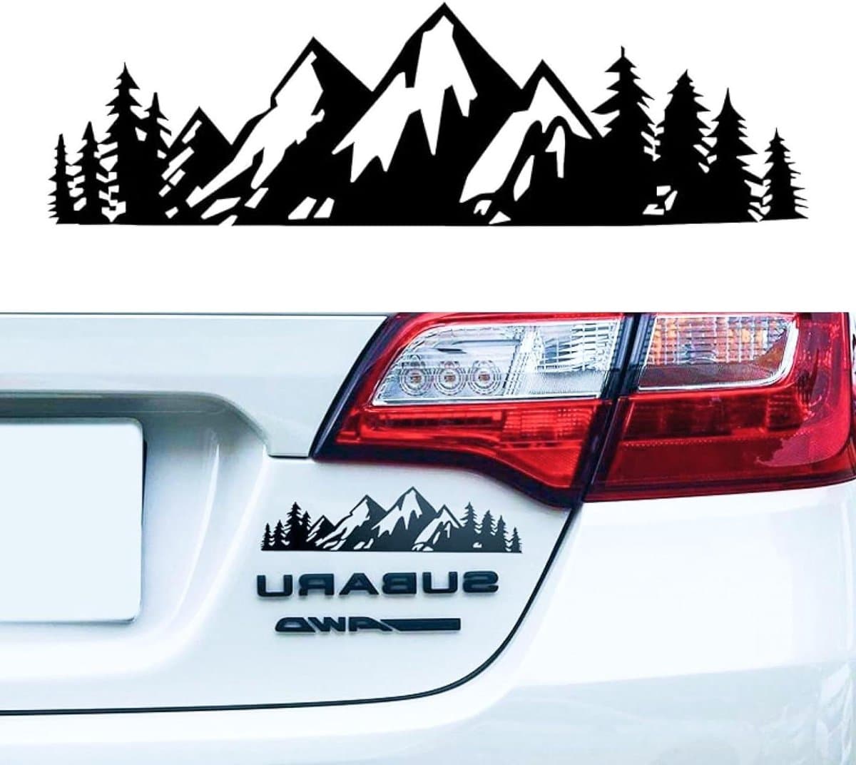 Autostickers bergsneeuw vinyl zijstickers voor auto en camper - zwart
