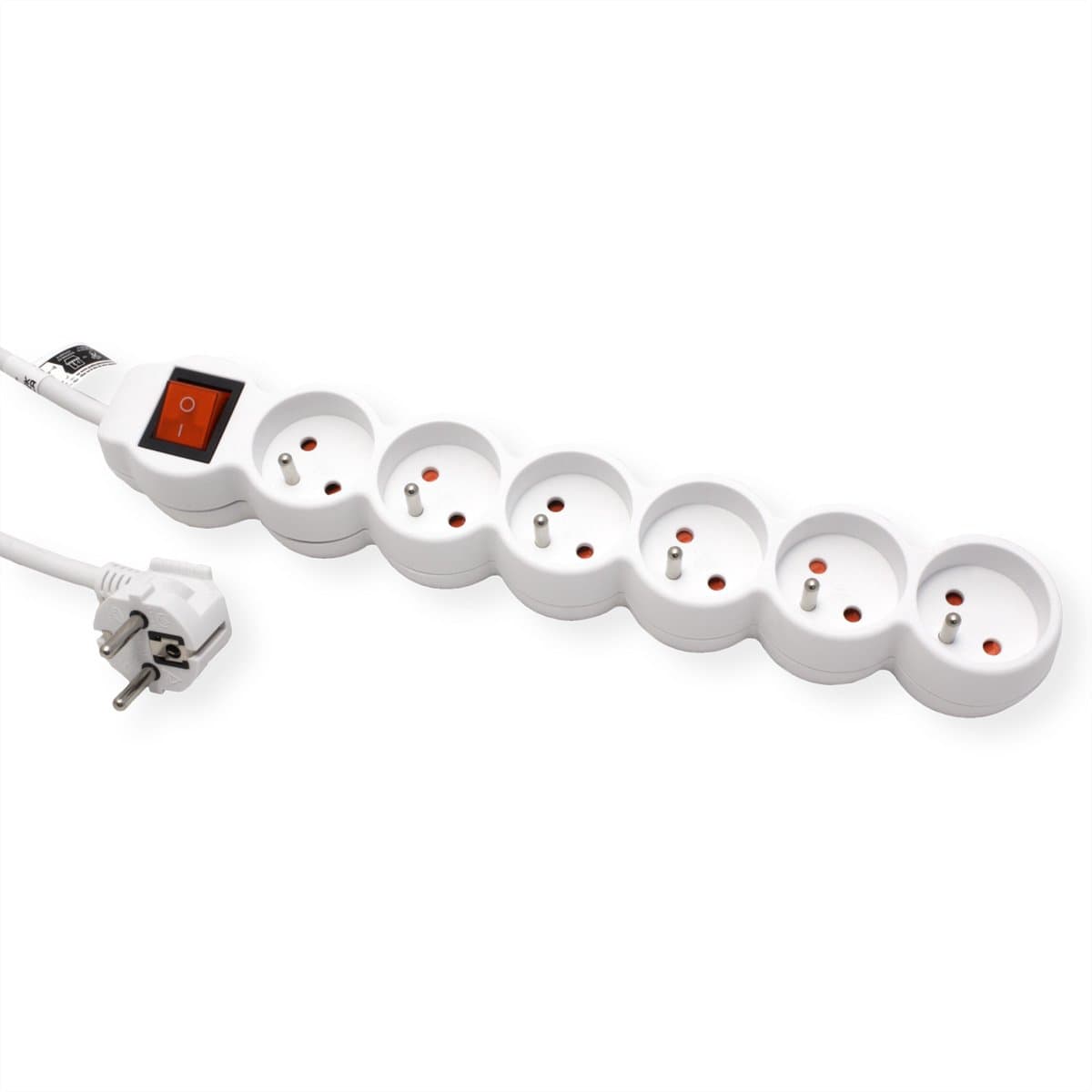 VALUE 6voudige stekkerdoos UTE, met aan/uit schakelaar, wit, 1,5 m
