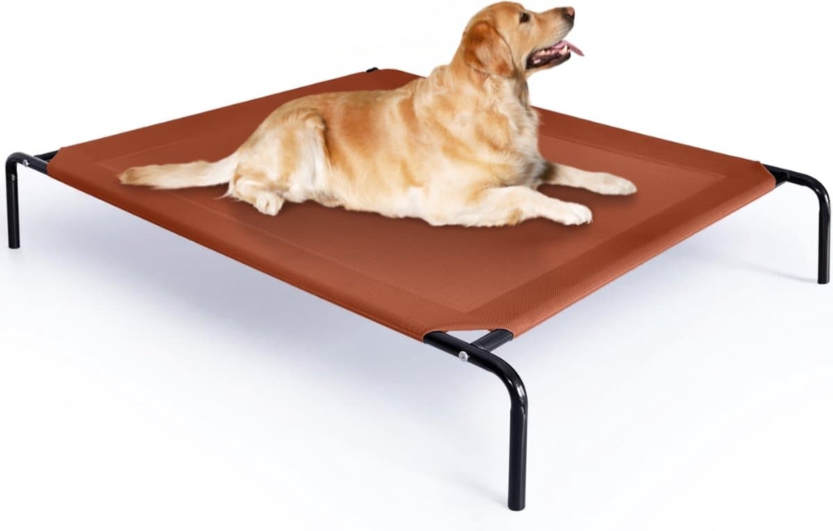 JAXY Hondenstretcher - Hondenbed Verhoogd - Hondenbank - Honden Ligbed - Hondenstretchers - Hondenbed Op Pootjes - Draagbaar - 103 x 69 x 22 cm - L - Terracotta