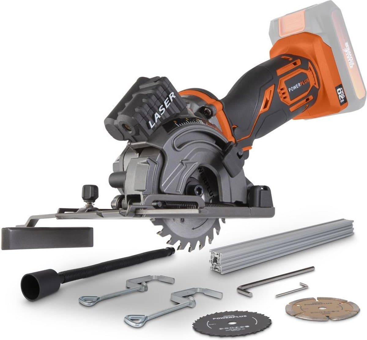 Dual Power accu mini invalzaag POWDP25400 - 20V gereedschap, Ø89mm - zonder accu en lader - met 6 acc.