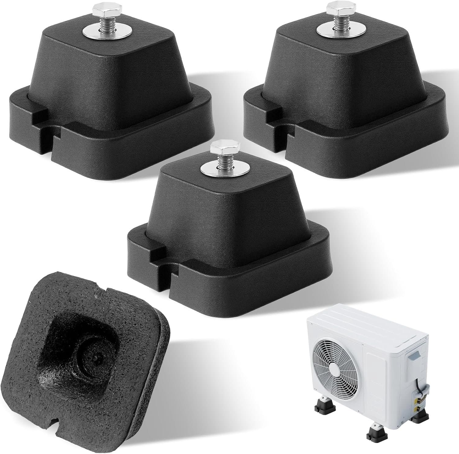 Pack of 4 Damping Bases, Rubber Bufferers, Vibration Damper, Damping Base Heat Pump for Floor Console, Air - ShopVlot