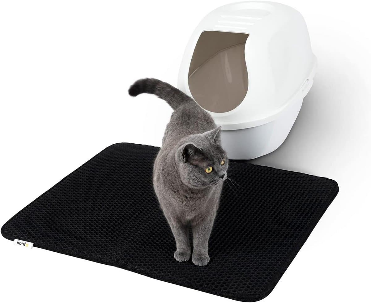 Dubbellaagse Kattenbakmat - Waterdichte en Antislip Onderlegger voor Katten - 76 x 61 cm - Zwart
