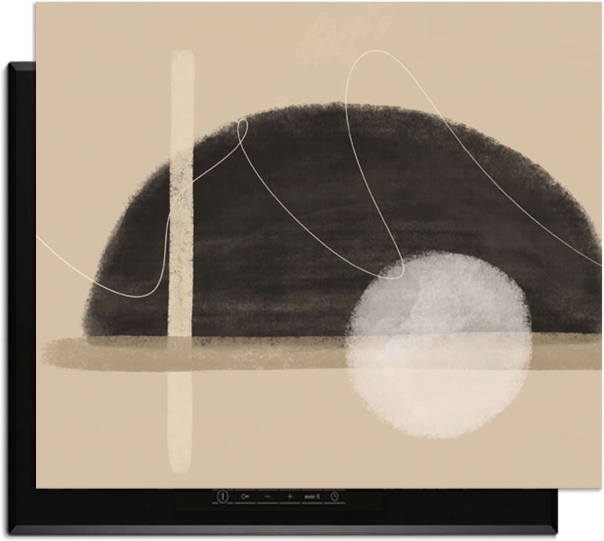 KitchenArt - Sand Dusk – Japandi Inductie Beschermer - 70x52 cm - Kookplaat Beschermer - Luxe Afdekplaat Inductieplaat - Anti-slip & Oprolbaar - Beschermmat Inductiekookplaat