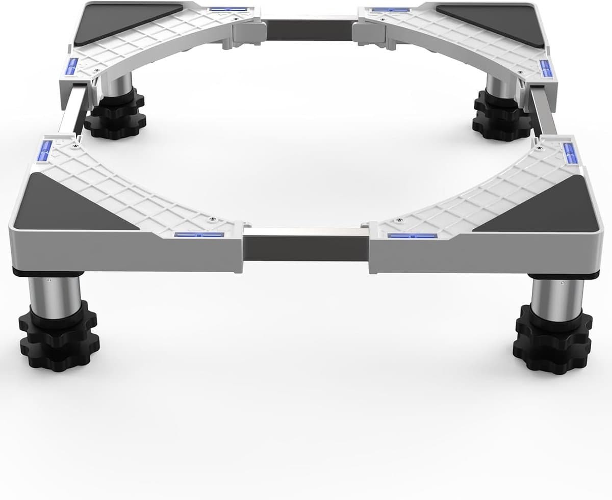 Wasmachine Onderstel Verstelbaar met Wielen - Universele Basis voor Koelkast, Droger en Vriezer - Draagkracht tot 350 kg - In Hoogte Verstelbaar 13-17 cm - Breedte 44,5-67 cm - Wasmachine Verhoger - Wit