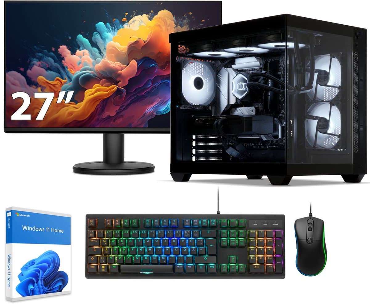 Sedatech Pakket Advanced Gaming PC Waterkoeling Aquarium • Intel i5-14600KF • Geforce RTX5070Ti • 32Gb DDR5 • 2Tb SSD M.2 • WiFi, USB C • BT • Windows 11 • Desktop computer • Monitor 27''