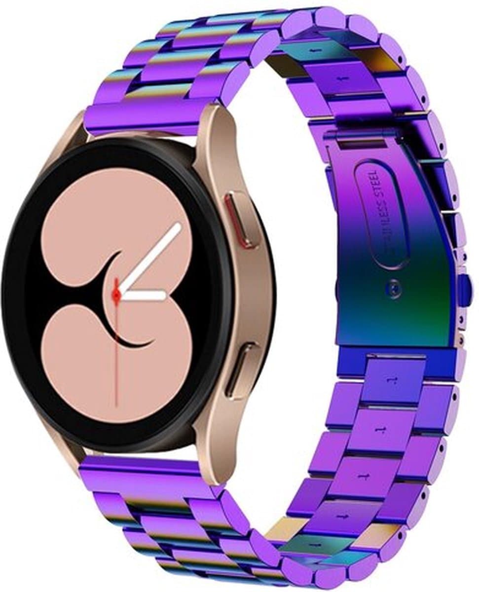 By Qubix - Stalen schakelband 20mm - Multicolor - Geschikt voor Samsung Galaxy Watch 7 (40 & 44mm) - Galaxy Watch FE - Galaxy Watch 6 - Galaxy Watch 6 Pro - Galaxy Watch 5 - 5 Pro - Galaxy Watch 4 - 4 Classic - Active 2 - Watch 3 (41mm)