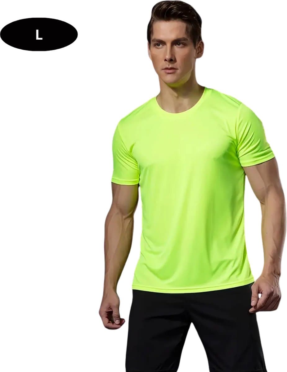 Bovista Sportshirt Heren - Sport - Fitness - Compressie Shirt - Corrigerend Hemd - Sportkleding - Mannen - Groenachtig Geel - L