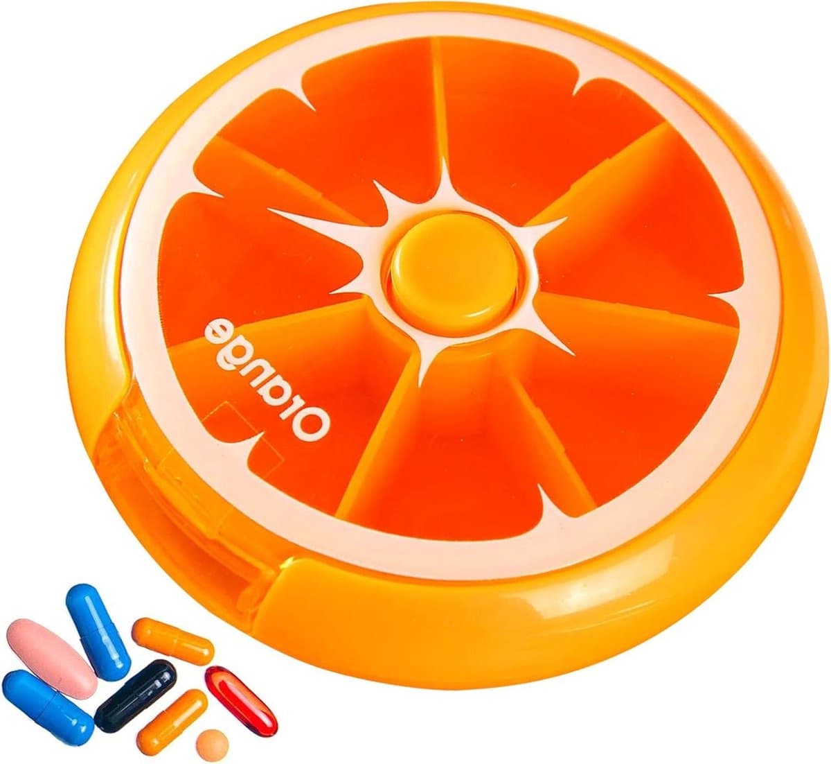 1 stuk Kleine Reizen Tablettenbox - 7 Dagen - Klein Voor Onderweg - Waterdicht - Draaibare Ronde Medicijndoos