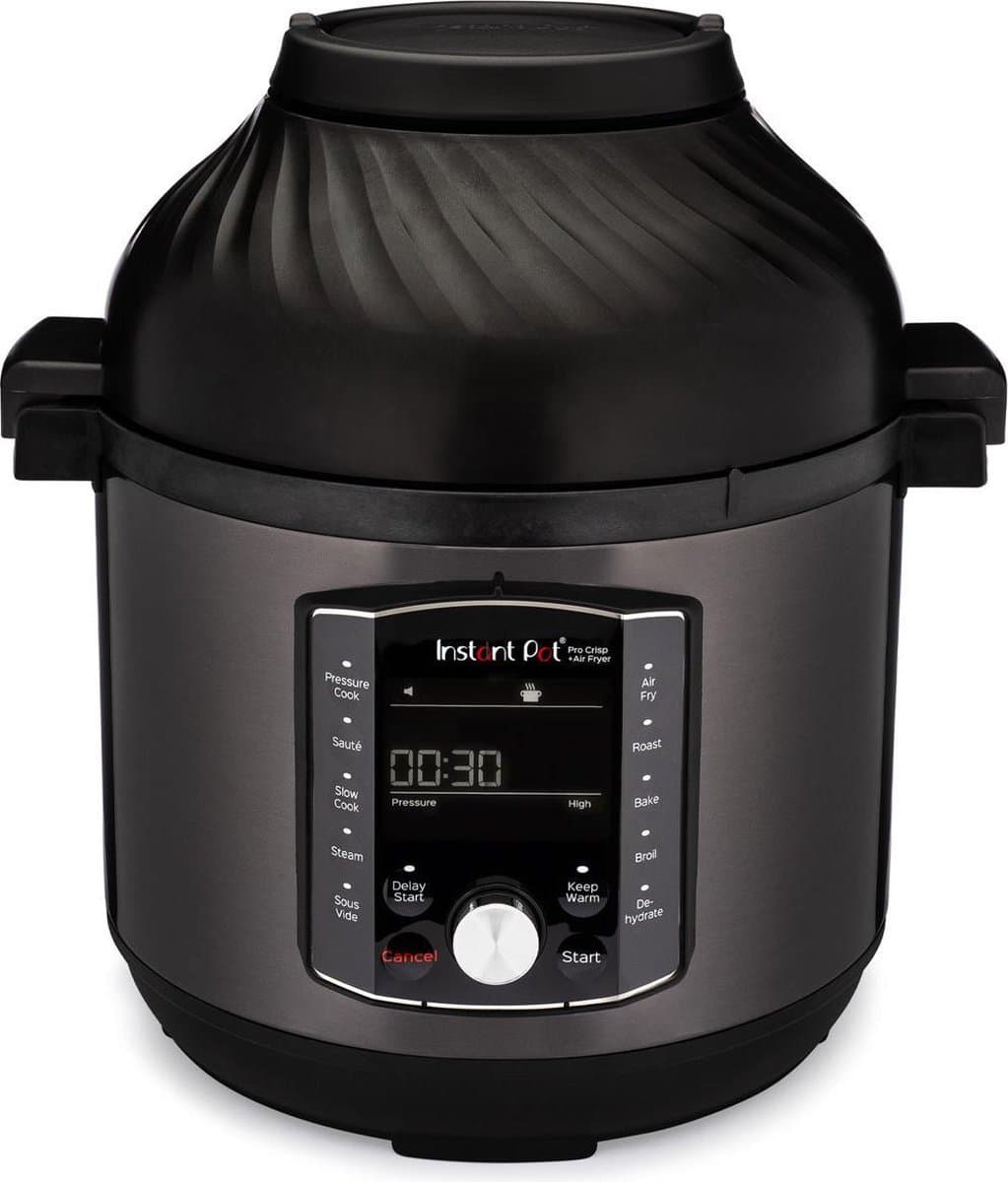 Instant Pot Pro Crisp 11-in-1 elektrische multicooker– snelkookpan, airfryer, slowcooker, stoommand, grill, dehydrator en sous-vide-apparaat – zwart roestvrij staal, 1500 W, 7,6 liter, Pro Crisp