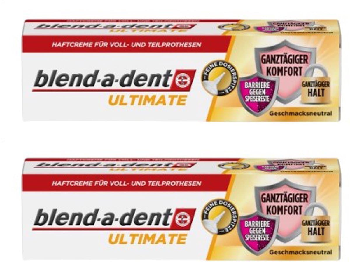 Blend-a-dent - Ultimate kleefcrème - voor Gebit en Deelprothese - Neutrale smaak - Voordeelset 2 stuks a 40 gram!!