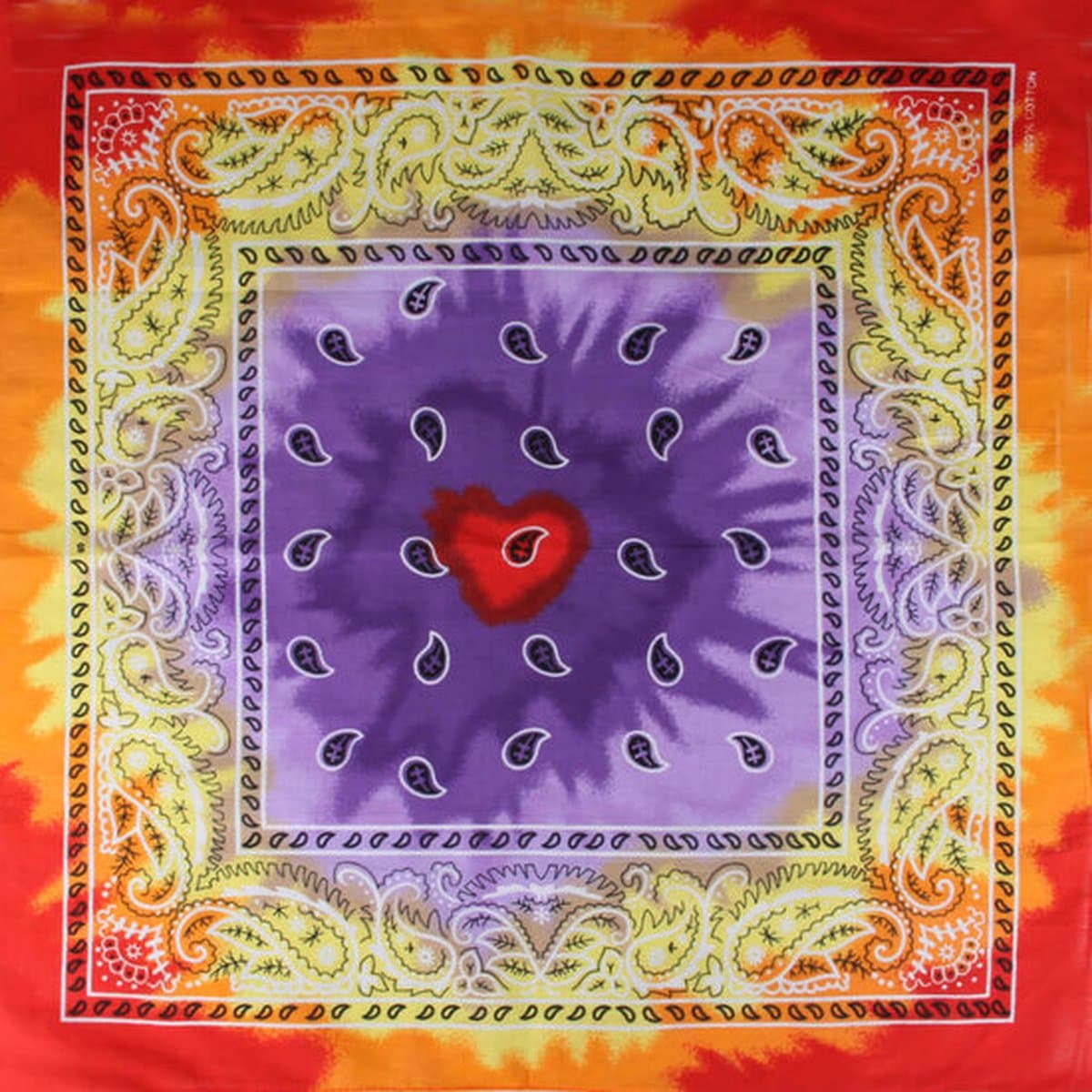 Haarsoires Haarband Bandana Zakdoek 55cm - Tie Dye - Paisley Print - Rood Oranje Geel Paars - Multifunctioneel Accessoire voor Haar, Festivals en Mode - One Size & Unisex