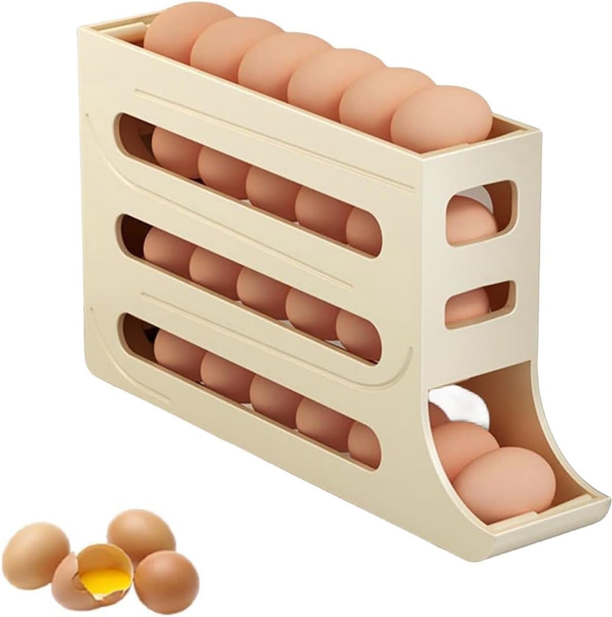 Goodivery ® Eieropslagsysteem met Automatische Rolfunctie en Ruimtebesparend Ontwerp voor Koelkast
